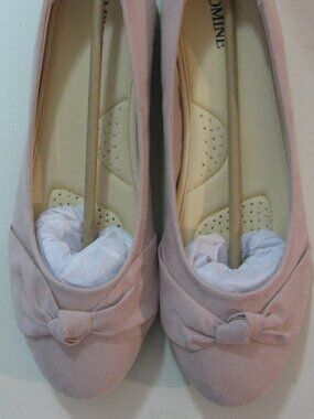 Pink Velvet Shoe Size 10 New No Box Bow Flat Slip On Memory Foam